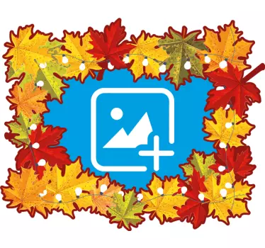 Wall sticker frame cat surrounded by leaves - TenStickers