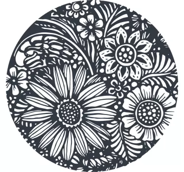 Round flower design glass door sticker - TenStickers