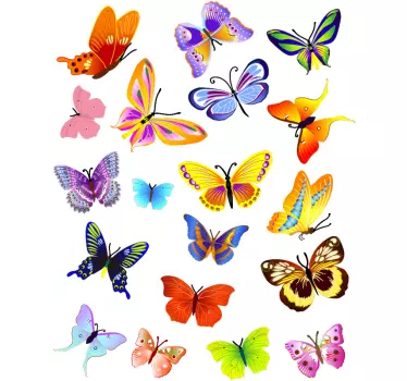 Set of colorful butterfly wall sticker - TenStickers