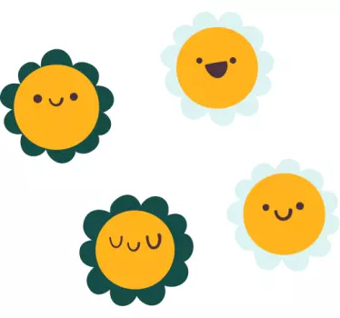 Wall stickers for kid happy flower characters - TenStickers