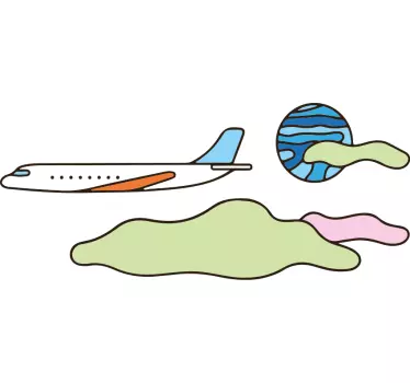 Space wall sticker colorful air journey - TenStickers