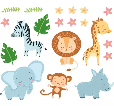 Jungle animals with rainbow wild animal sticker - TenStickers