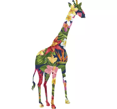 Floral giraffe wild animal sticker - TenStickers