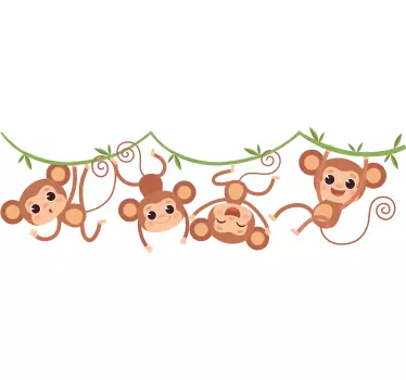 Wall stickers for kid playful monkey set - TenStickers
