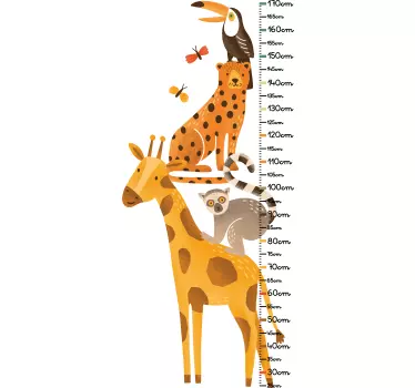 Wall stickers for kid height measurement animals - TenStickers