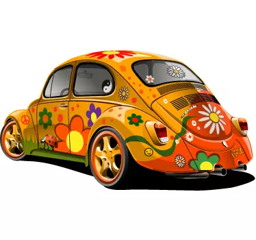 Floral Design Beetle Car Sticker - TenStickers