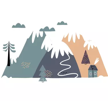 Drew silhouette mountain nature stickers - TenStickers