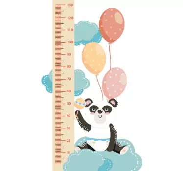 Height chart wall sticker playful panda growth - TenStickers