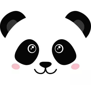Happy panda face illustration wall art - TenStickers