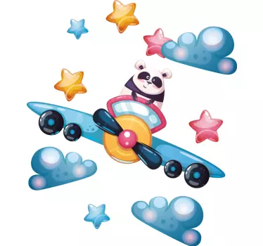 Playful panda pilot wall stickers for kid - TenStickers