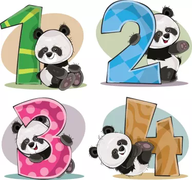 Panda numbers illustration wall art - TenStickers