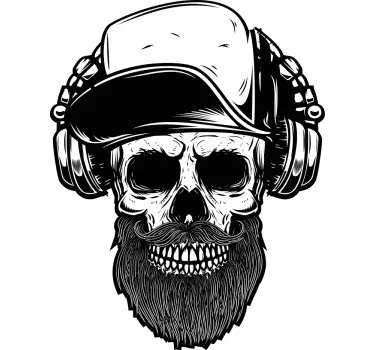 Skull with headphones Wall decals for teenagers room - TenStickers