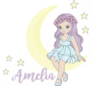 Wall stickers for kid cute moon girl - TenStickers