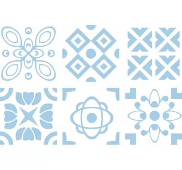 Blue and white cement pattern tile transfer - TenStickers