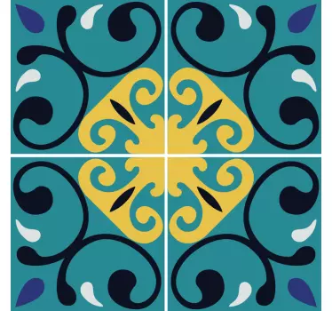 Blue tones cement tiles patterns decal - TenStickers