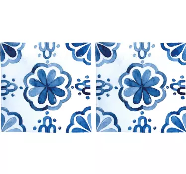 Floral cement tiles pattern - TenStickers