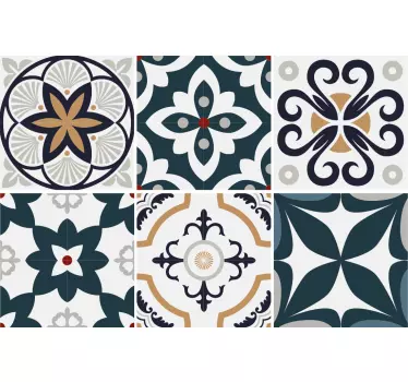 Set of Portuguese tiles dining room sticker - TenStickers