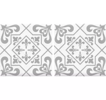 Grey and white cement tiles patterns transfer - TenStickers