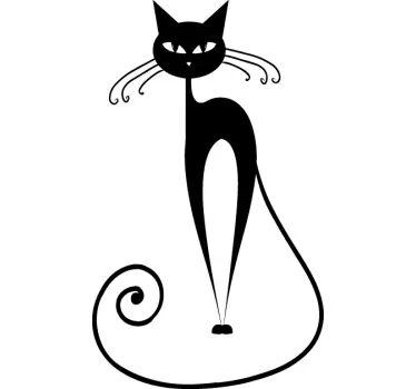 Curvy Whisker Cat Wall Sticker - TenStickers