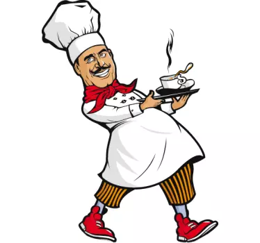 Kitchen wall sticker chef waiter - TenStickers