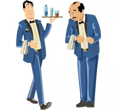 Waiters in blue uniforms sticker - TenStickers