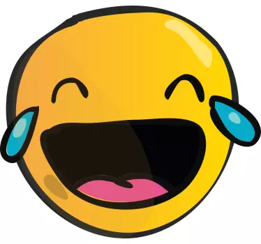 Wall sticker laughing emoji face - TenStickers