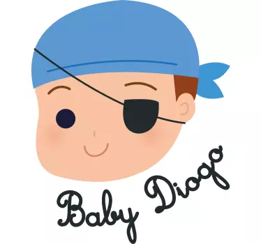 Pirate baby with name illustration sticker - TenStickers
