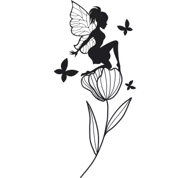 Fantasy decal fairy perched blossom - TenStickers