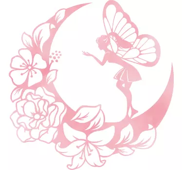 Fairy silhouette on the moon fairy tale wall decal - TenStickers