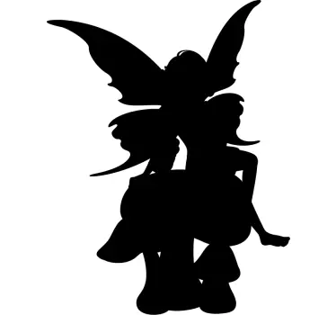 Silhouettes of fairies and mushrooms fairy tale wall decal - TenStickers
