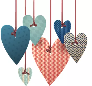 Hearts Hanging Wall Sticker - TenStickers