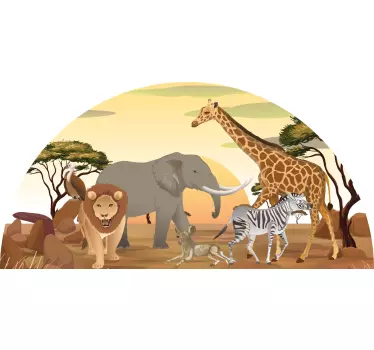 African animals with plants  wild animal sticker - TenStickers