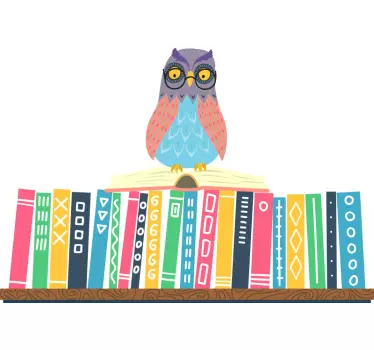 Wall stickers for kid owl sitting bookshelf - TenStickers