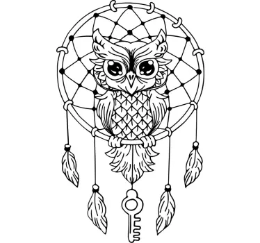 Black owl with dream catcher bird decal - TenStickers