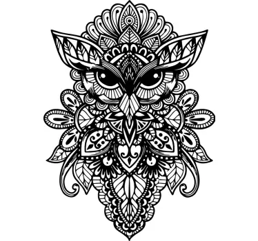 Mandala black half owl bird decal - TenStickers