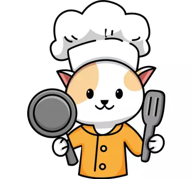 Cuisine wall sticker chef cat design - TenStickers