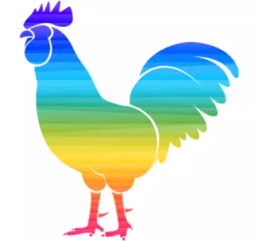 Classic rainbow rooster bird sticker - TenStickers