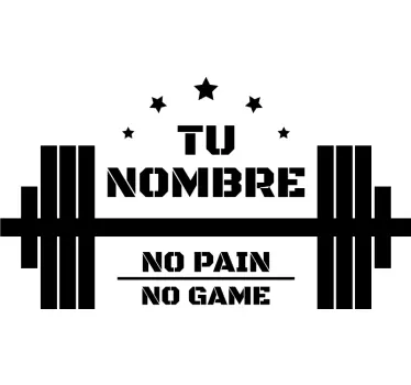 No pain no game customize gym name wall decor - TenStickers