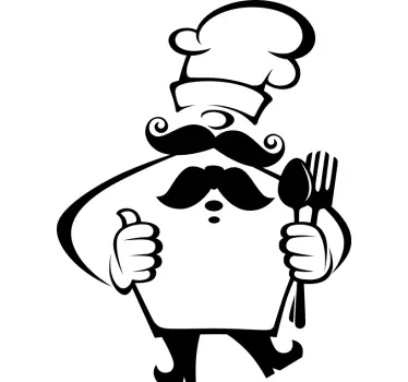Cuisine wall sticker chef character with fork - TenStickers
