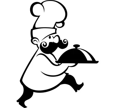 Cuisine wall sticker chef serving platter - TenStickers