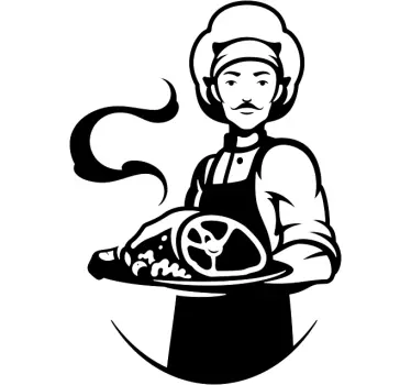 Chef Holding Platter restaurant sticker - TenStickers
