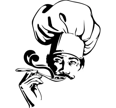 Chef cooking and smelling soup wallpaper decal - TenStickers