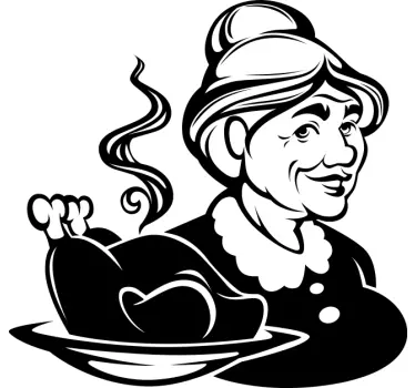 Cuisine wall sticker grandma cooking turkey - TenStickers