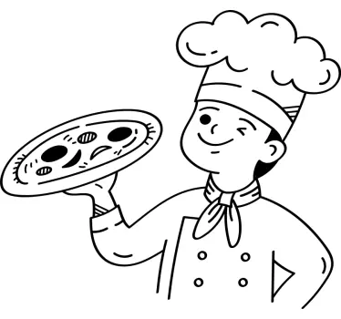 Cuisine wall sticker chef with pizza - TenStickers
