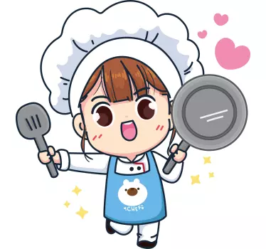 Cuisine wall sticker cheerful cooking character - TenStickers