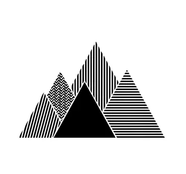 Black and white stripy mountains illustration wall art - TenStickers