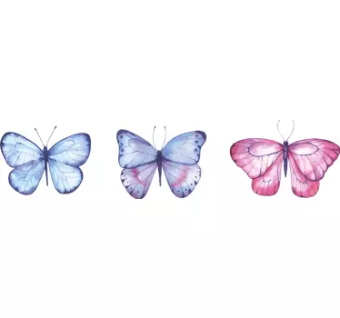 Pink and blue butterflies butterfly wall decal - TenStickers