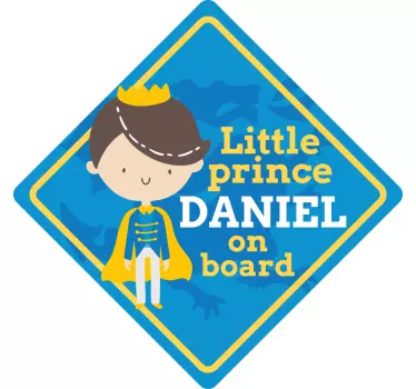 Little prince on board blue design baby in car sticker - TenStickers