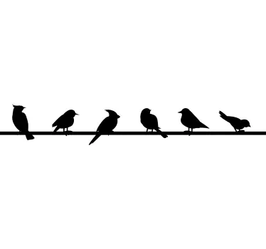 Monocolor birds standing on a line border decal - TenStickers