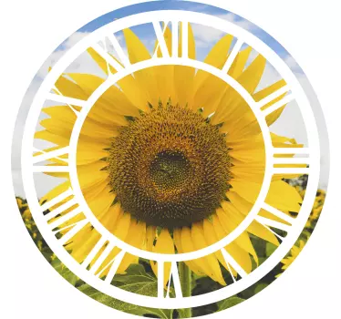 Roman numbers with sunflowers clock sticker - TenStickers